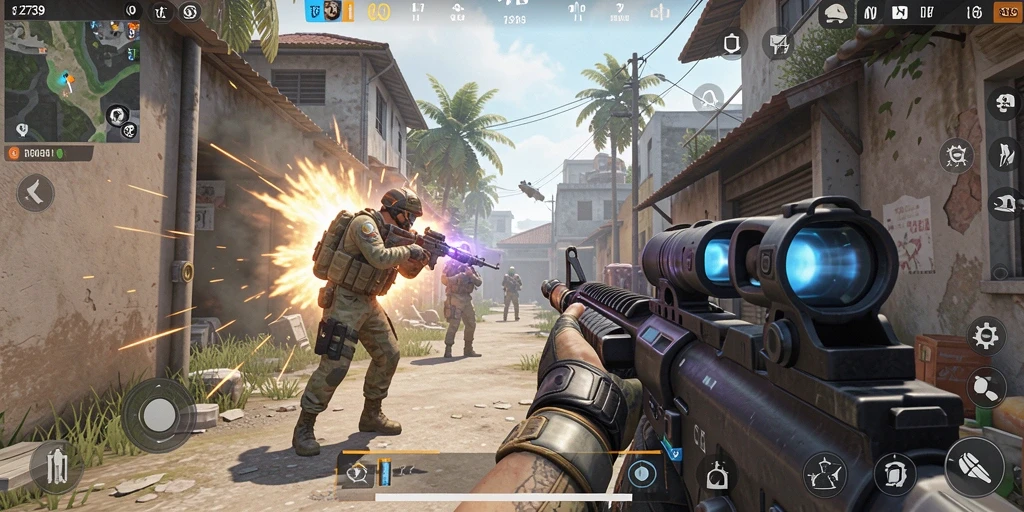 Screenshot gameplay 2739 menampilkan aksi tembak-menembak yang mendebarkan.
