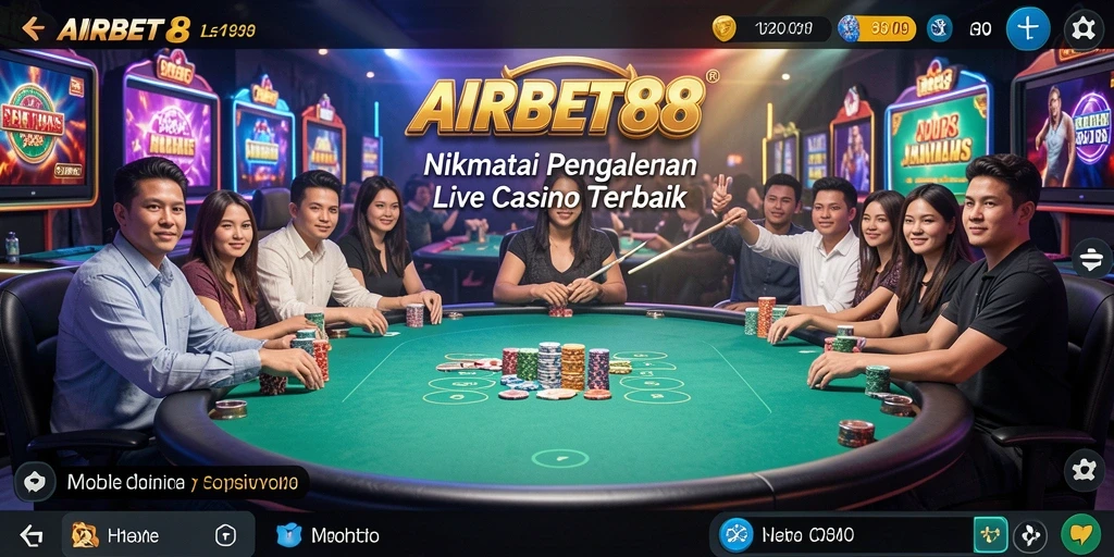 Tampilan gameplay Live Casino seru di AIRBET88 dengan dealer langsung.