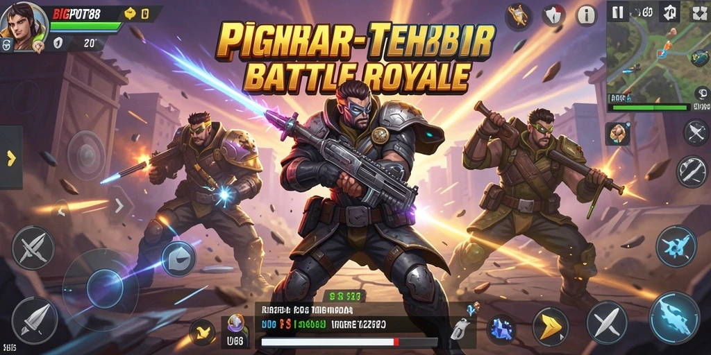 Tangkapan layar menunjukkan aksi seru dalam pertempuran Battle Royale.