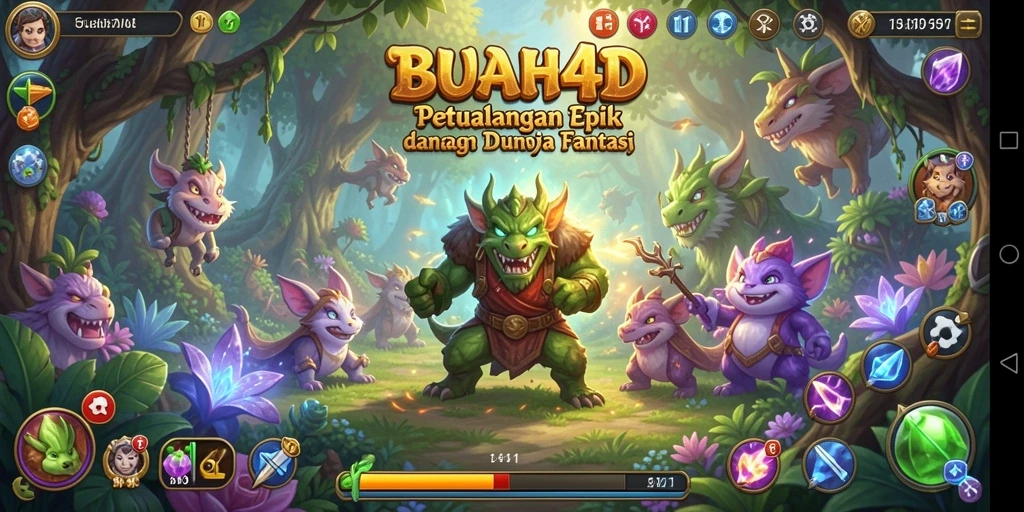 Tampilan gameplay RPG BUAH4D yang menakjubkan dan penuh warna.