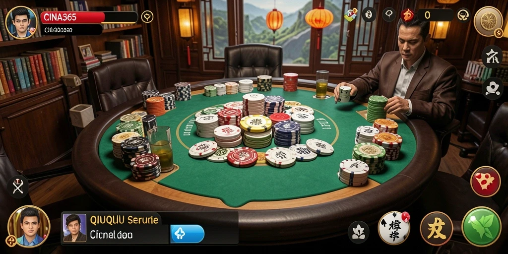 Tampilan seru gameplay QiuQiu di CINA365.