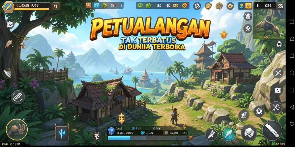Screenshot utama CU888 menunjukkan petualangan epik dalam dunia terbuka.