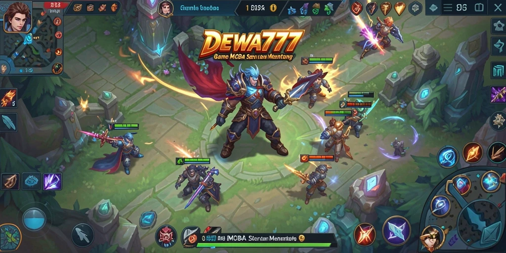 Tangkapan layar gameplay DEWA777 yang seru di arena MOBA.