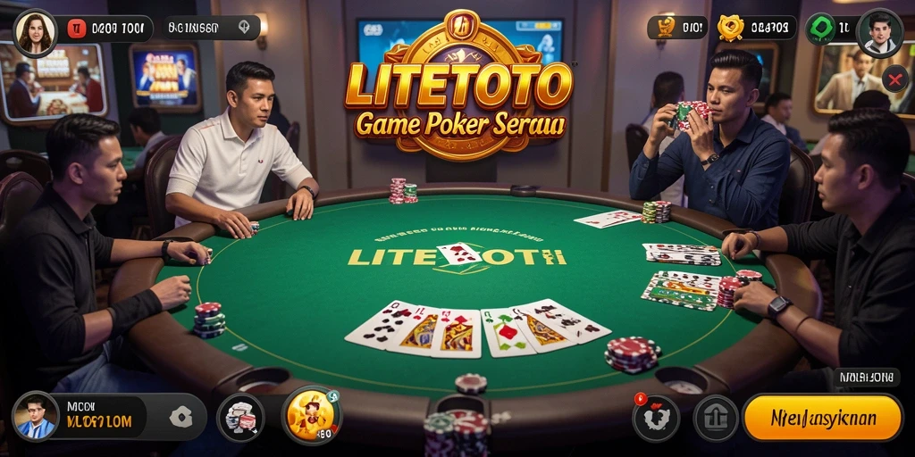 Tampilan gameplay LITETOTO yang menegangkan dengan kartu Poker.