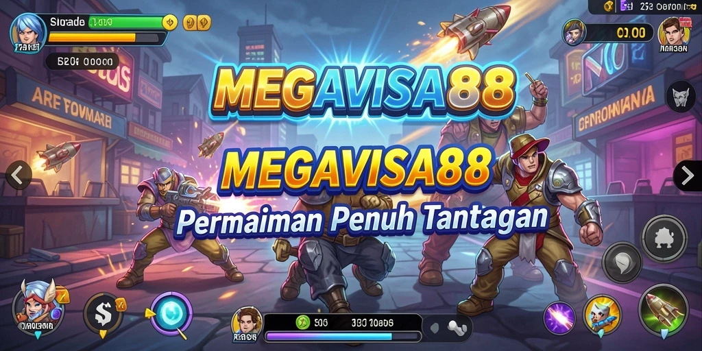 Antarmuka gameplay MEGAVISA88 yang penuh warna dan menyenangkan.
