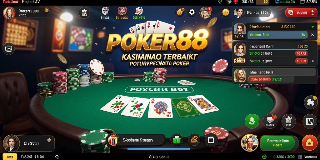 Screenshot gameplay POKER88 menampilkan aksi poker yang mendebarkan.
