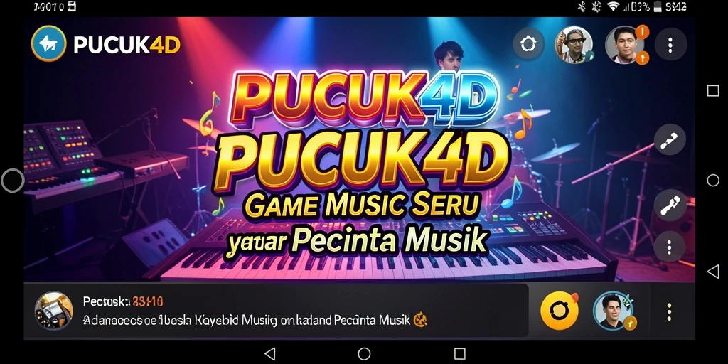 Tampilan gameplay PUCUK4D menampilkan grafis berwarna cerah dan interaksi musik.