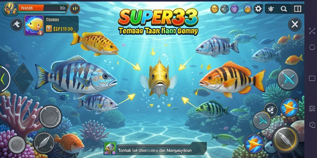 Screenshot SUPER33 menampilkan aksi seru gameplay Tembak Ikan.