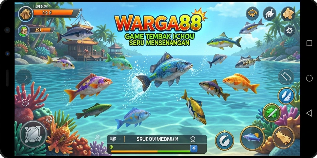 Screenshot gameplay WARGA88 menampilkan aksi Tembak Ikan yang seru.